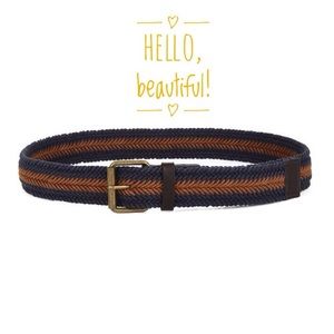 BCBG WAIST BELT WOVEN WEAVED BLUE BROWN BOHO STYLE